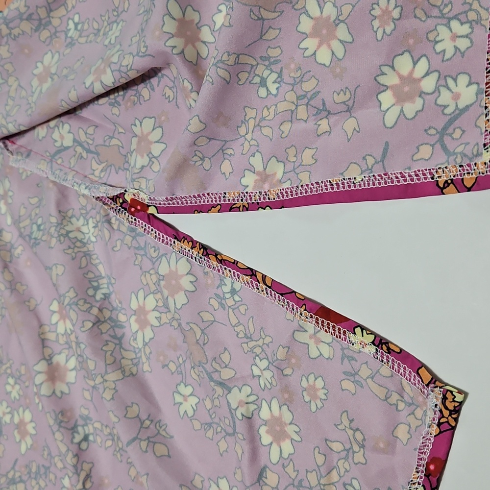 Oriental Style Kimono Cover Up Lightweight Open Front Floral Size S/M #1029 - Picture 10 of 12